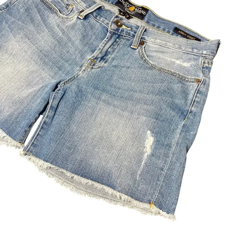 Lucky Brand Light Wash Jean Denim Cutoff Abbey Shorts Sz 4 / 27 - Picture 2 of 10